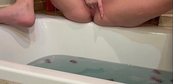  Girl Takes a Bath and Fondles Her Pussy to Intense Orgasm - AmberBlushx